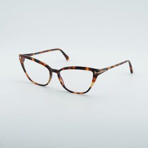 Tom Ford FT5825-B 053 Eyeglasses Havana 55mm Cat Eye Frame, Blue Light Block